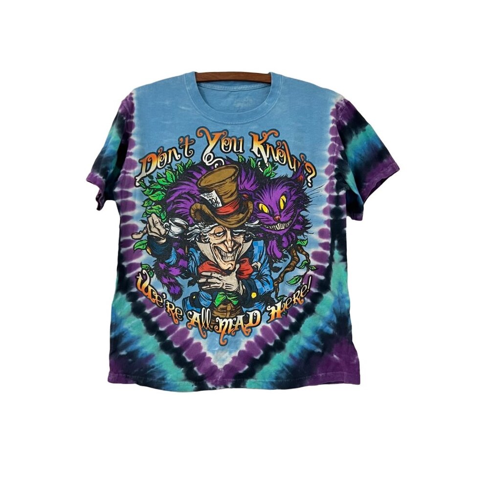 Liquid Blue Mens Alice In Wonderland Tie Dye We're All Mad Here Tshirt Size S